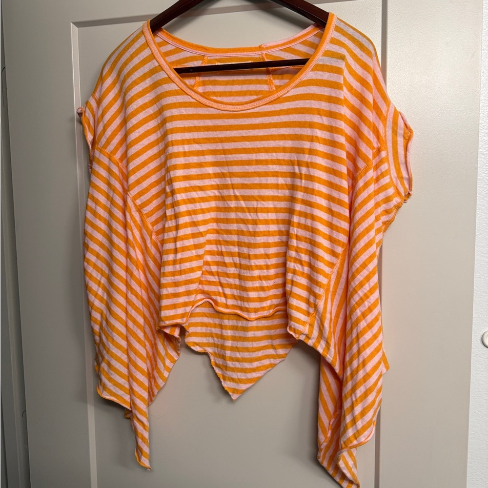 Free People Striped Orange and White Women's Top